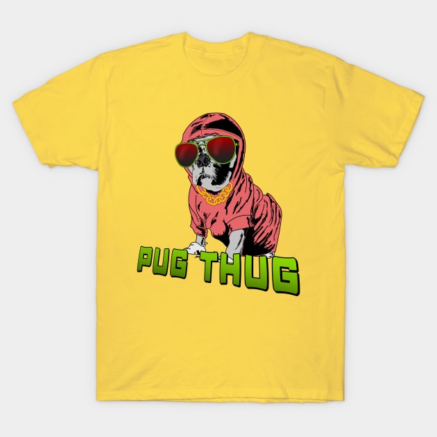 Pug Thug T-Shirt by RG Illustration